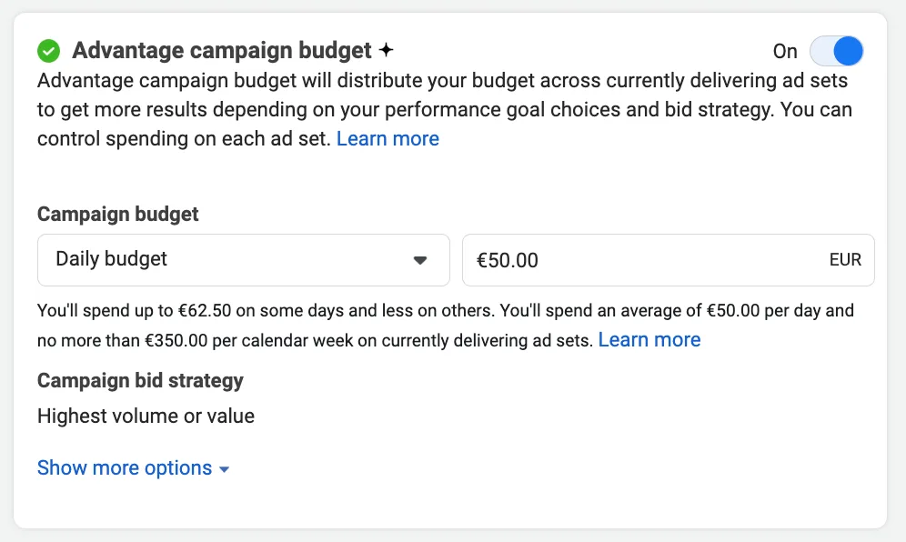 facebook ads advantage campaign budget